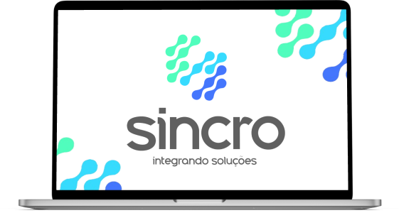 MacBook com logo da Sincro